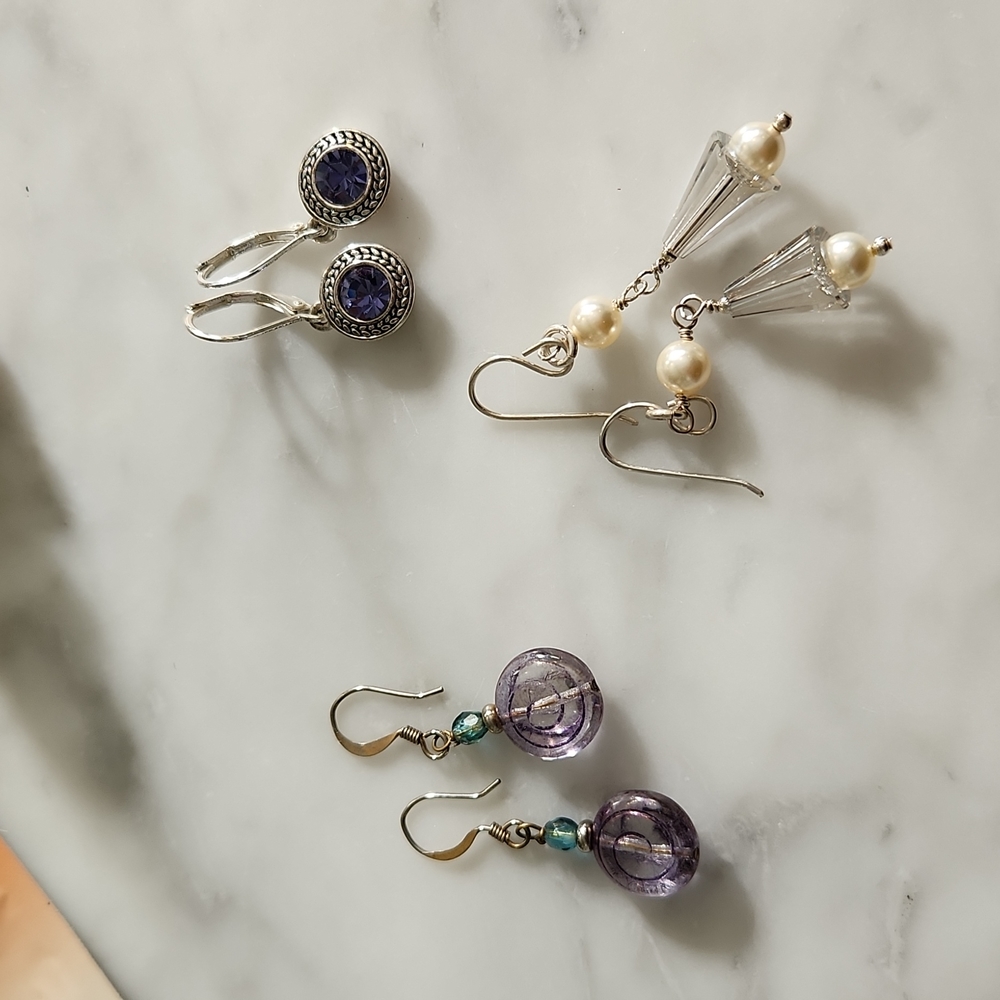 Bundle of earrings sterling silver/gems PRICE FIXED